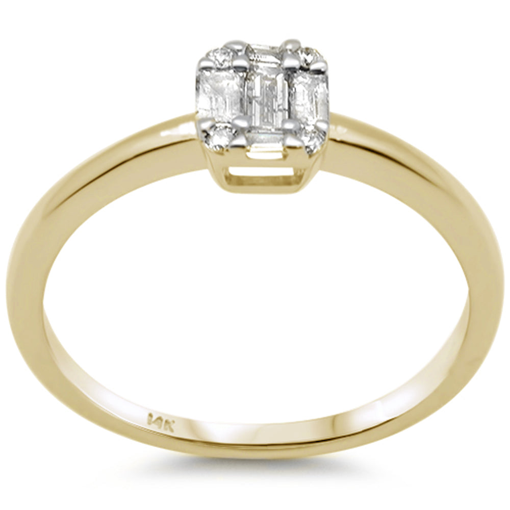 ''SPECIAL! .22ct G SI 14K Yellow GOLD Round & Baguette Diamond Engagement Ring''