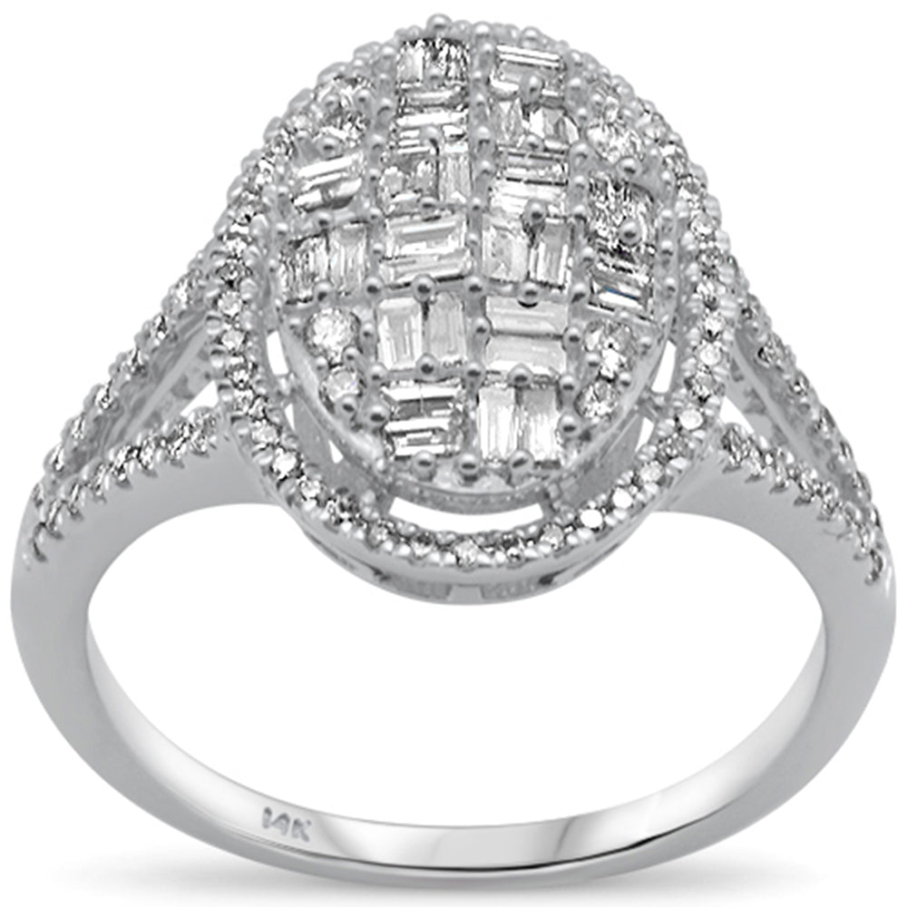 ''SPECIAL! .69ct G SI 14K White Gold Oval Shaped Round & Baguette Diamond Engagement RING''