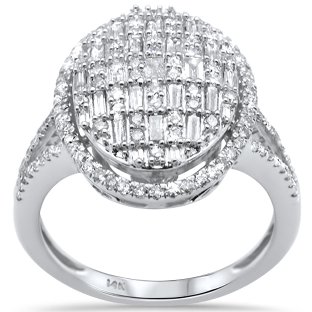 ''SPECIAL!.93ct G SI 14K White Gold Oval Shaped Round & Baguette DIAMOND Engagement Ring''