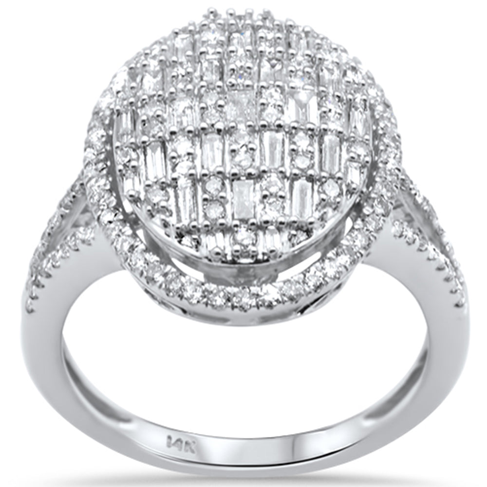 ''SPECIAL!.93ct G SI 14K White GOLD Oval Shaped Round & Baguette Diamond Engagement Ring''