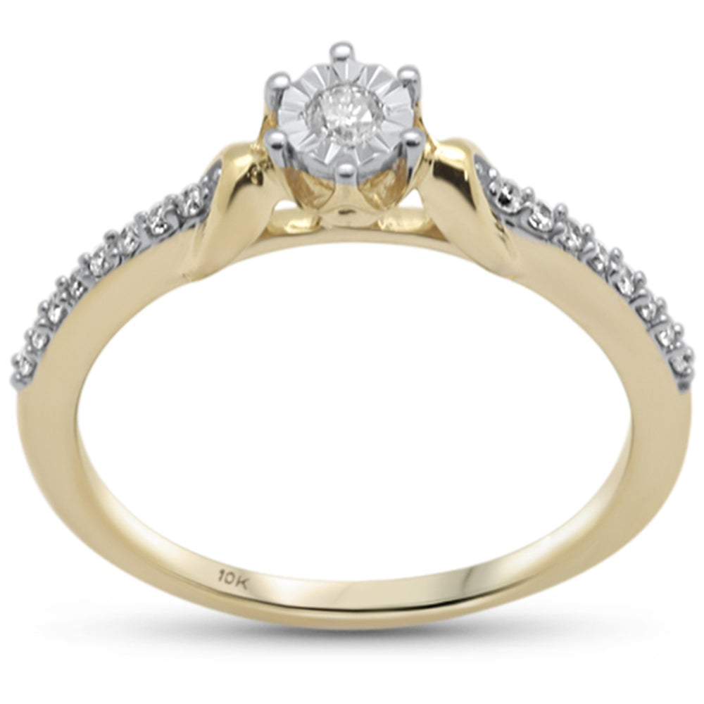 ''SPECIAL! .16ct G SI 10K Yellow GOLD Round Diamond Miracle Illusion Engagement Ring''