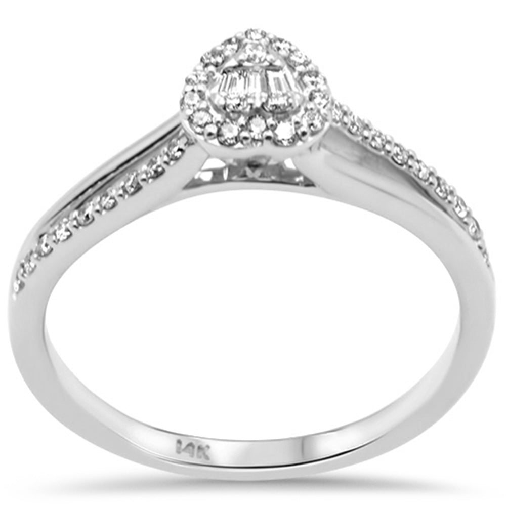 SPECIAL!  .21ct G SI 14K White Gold  Round & Baguette DIAMOND Engagement Ring