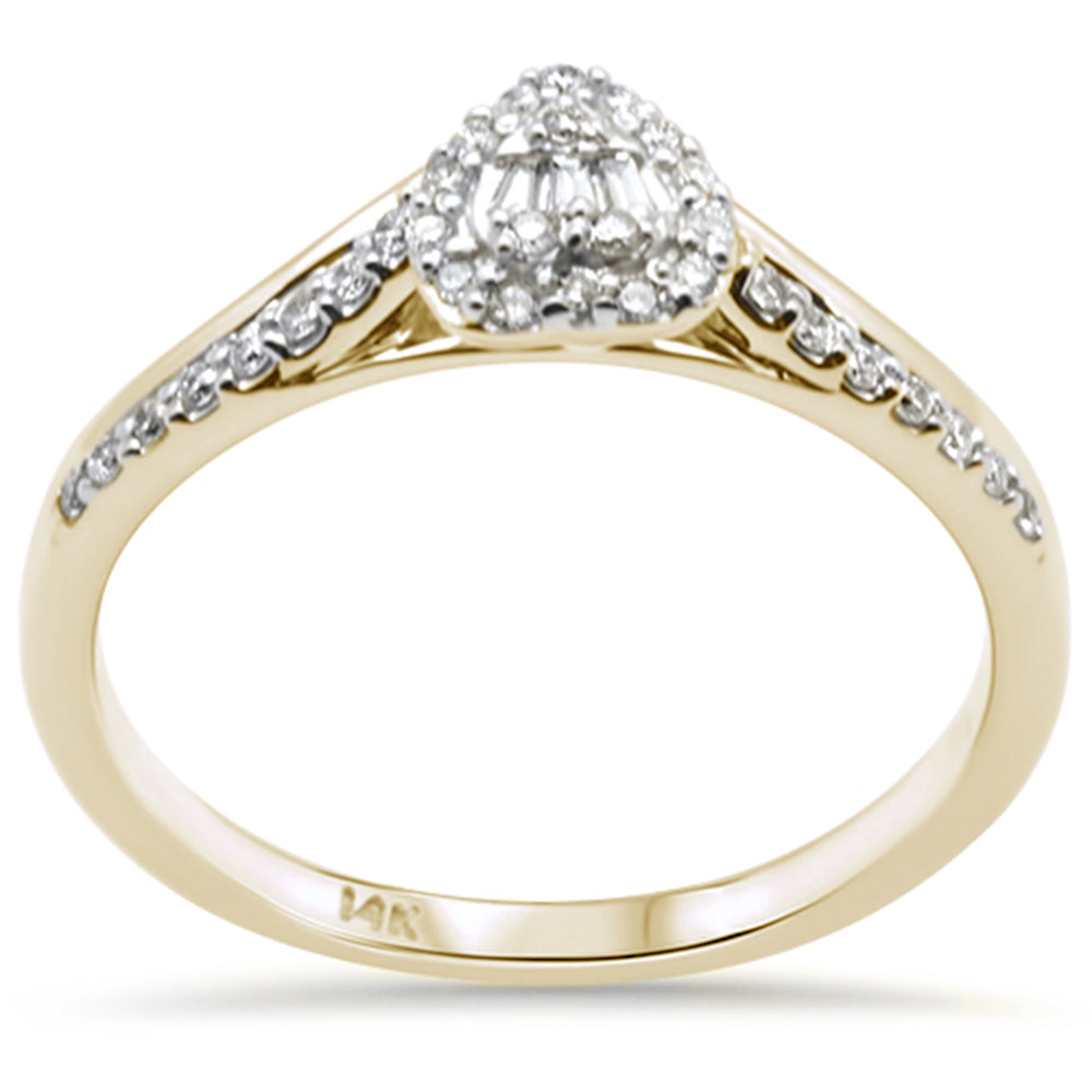 SPECIAL!  .17ct G SI 14K Yellow Gold  Heart Shaped Round & Baguette DIAMOND Engagement Ring