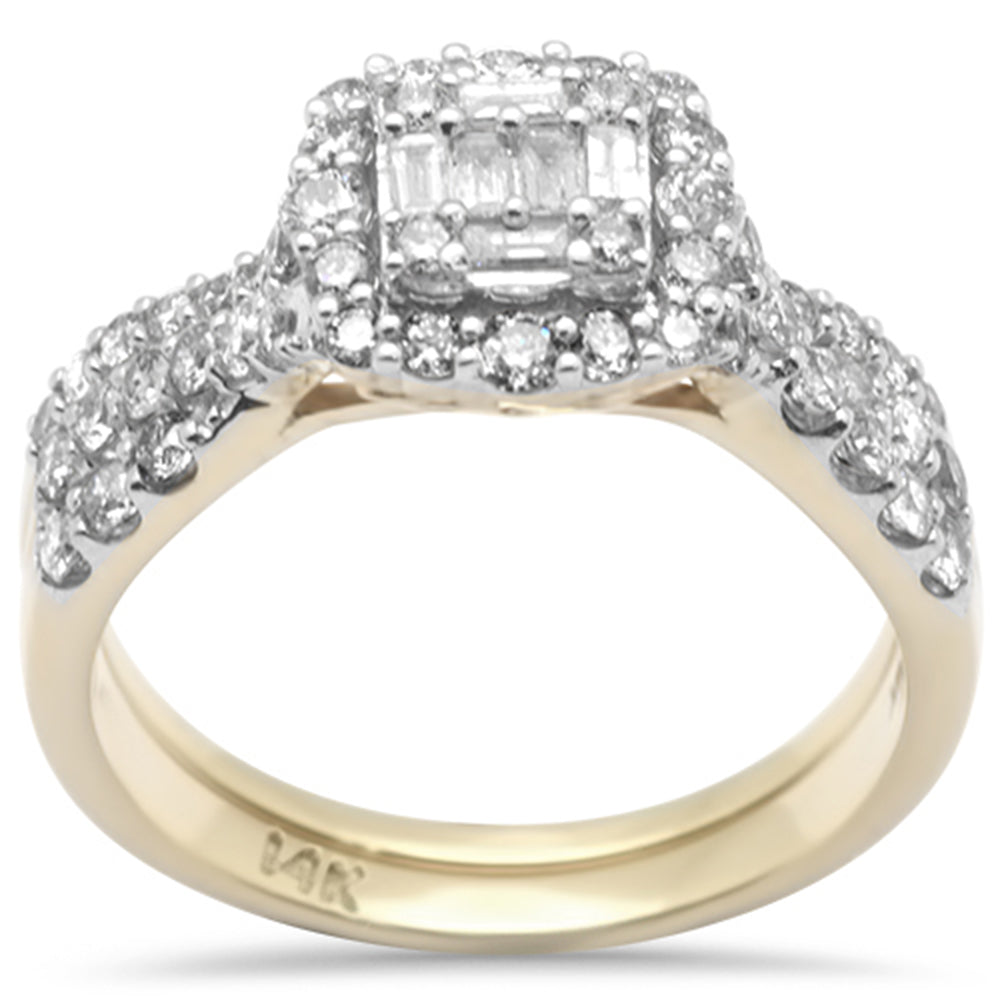 ''SPECIAL!1.07ct G SI 14K Yellow Gold Round & Baguette Diamond Engagement RING''