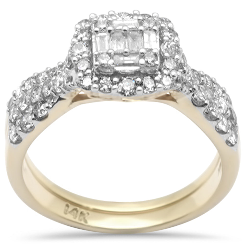 ''SPECIAL!1.07ct G SI 14K Yellow GOLD Round & Baguette Diamond Engagement Ring''