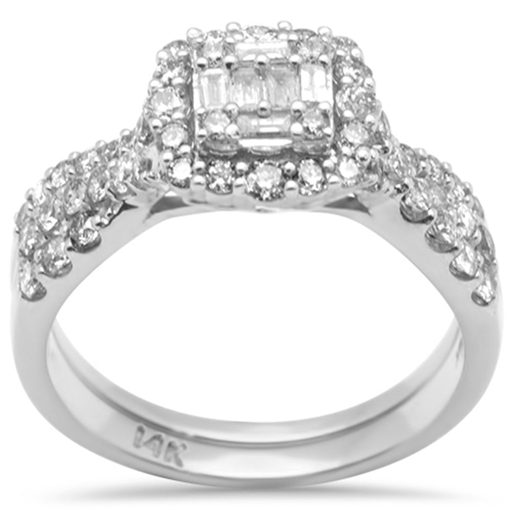 ''SPECIAL! 1.04ct G SI 14K White GOLD Round & Baguette Diamond Engagement Ring''