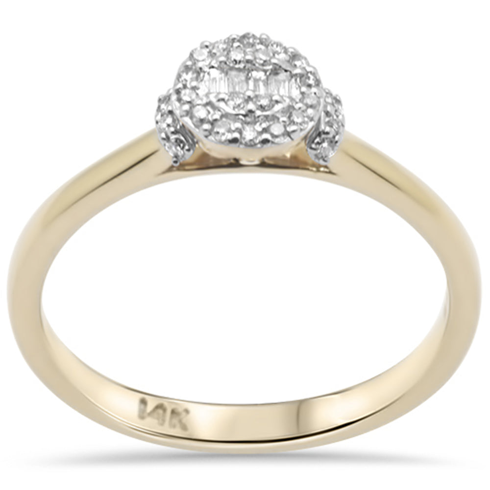 SPECIAL!  .13ct G SI 14K Yellow Gold Round & Baguette DIAMOND Engagement Ring