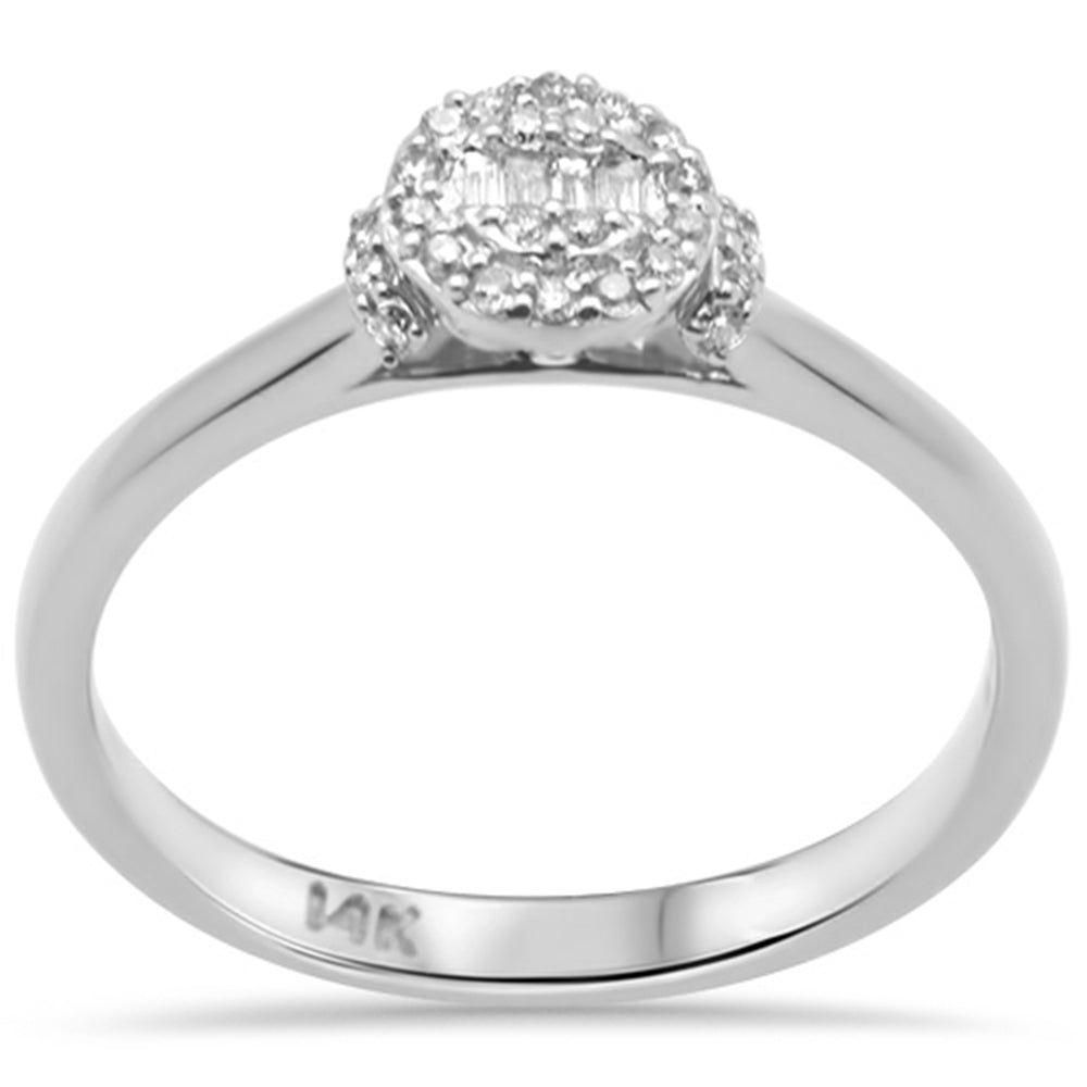 SPECIAL!  .13ct G SI 14K White Gold Round & Baguette DIAMOND Engagement Ring