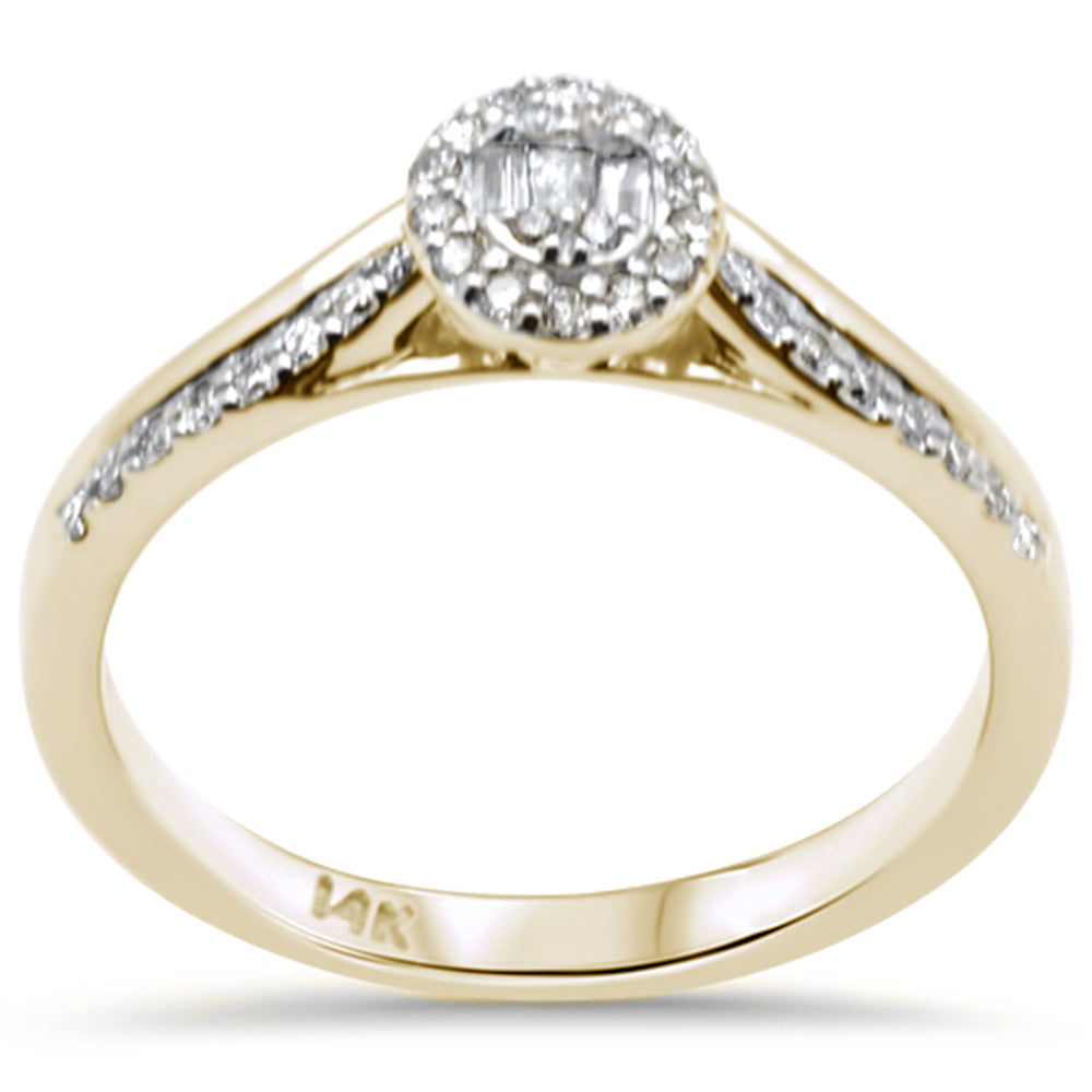 SPECIAL! .21ct G SI 14K Yellow Gold  Round & Baguette DIAMOND Engagement Ring