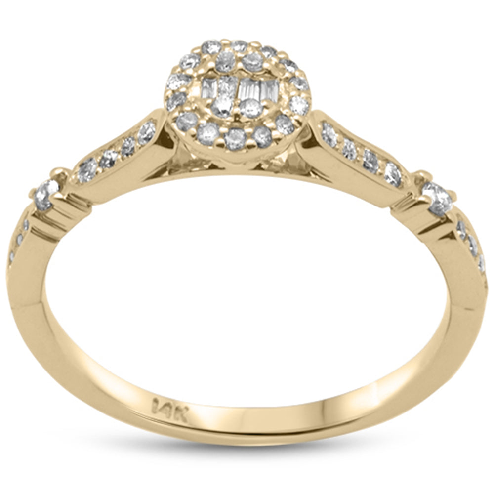 SPECIAL!   .23ct G SI 14K Yellow Gold Round & Baguette DIAMOND Engagement Ring