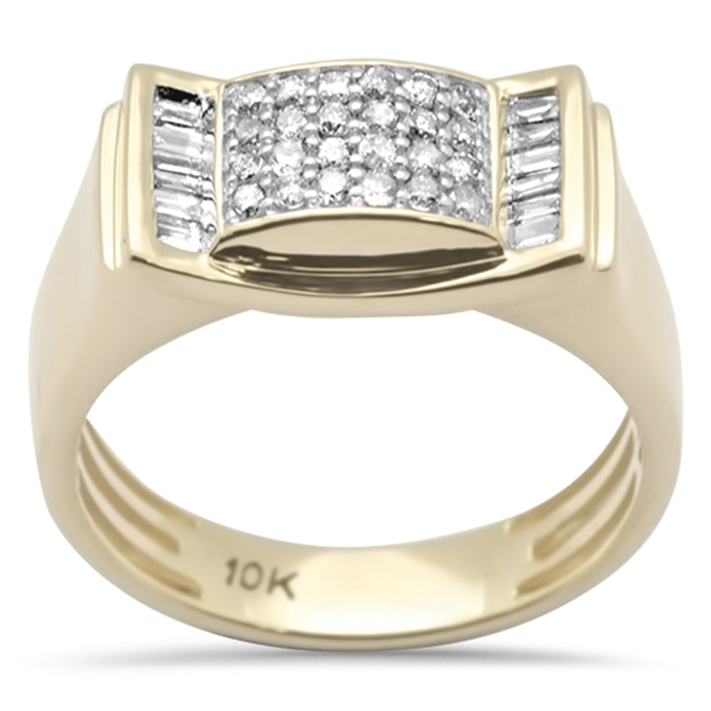 ''SPECIAL! .53ct G SI 10K Yellow GOLD Round & Baguette Diamond Men's Ring Band''