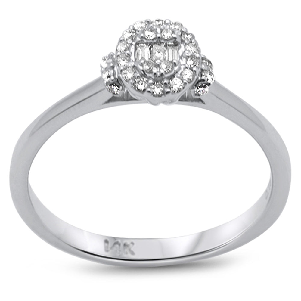 ''SPECIAL!  .18ct G SI 14K White GOLD  Oval Shaped Round & Baguette Diamond Engagement Ring''