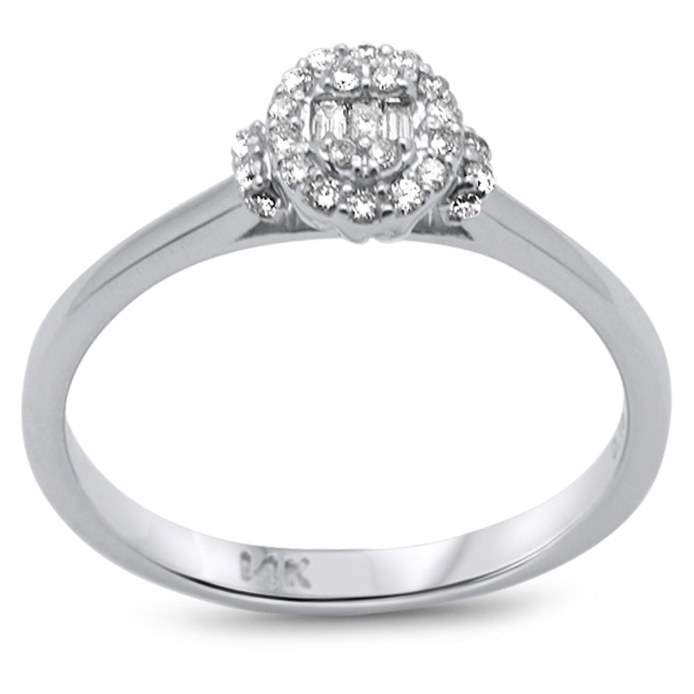 ''SPECIAL!  .18ct G SI 14K White Gold  Oval Shaped Round & Baguette DIAMOND Engagement Ring''