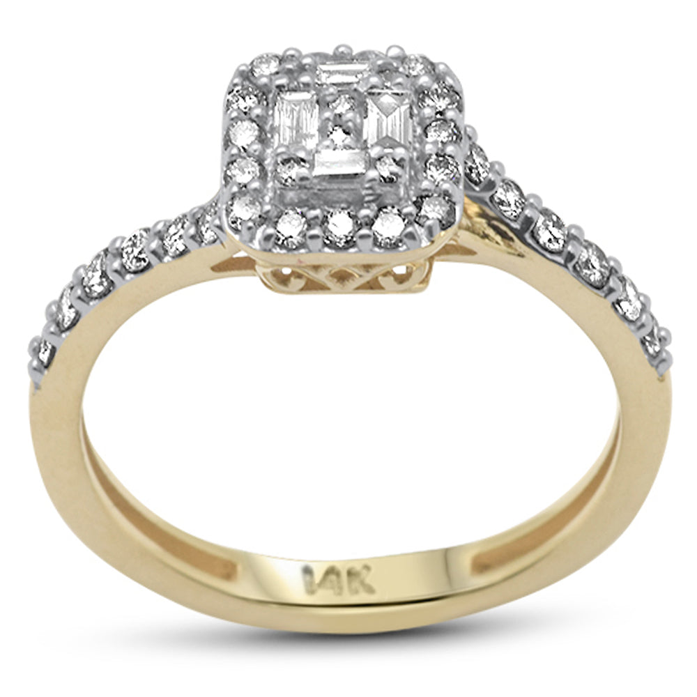 SPECIAL!  .48ct G SI 14K Yellow Gold Round & Baguette DIAMOND Engagement Ring