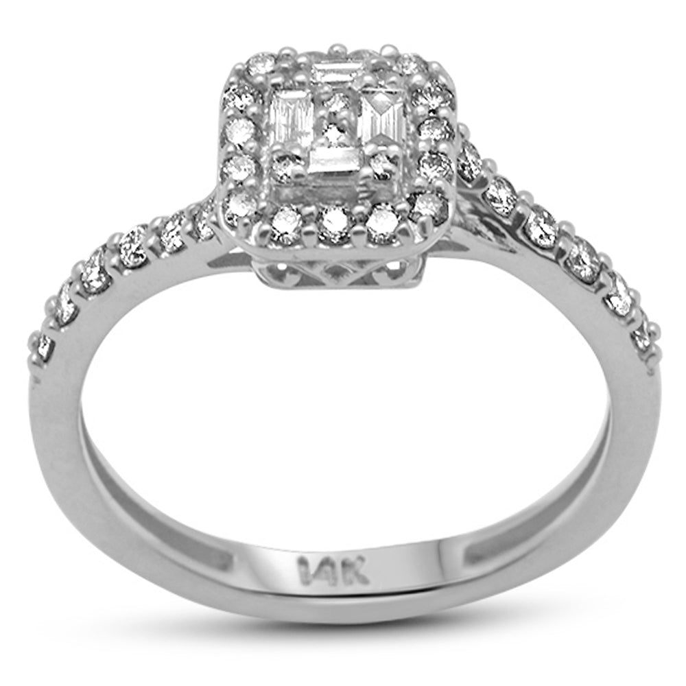 ''SPECIAL! .54ct G SI 14K White Gold Round & Baguette Diamond Engagement RING''