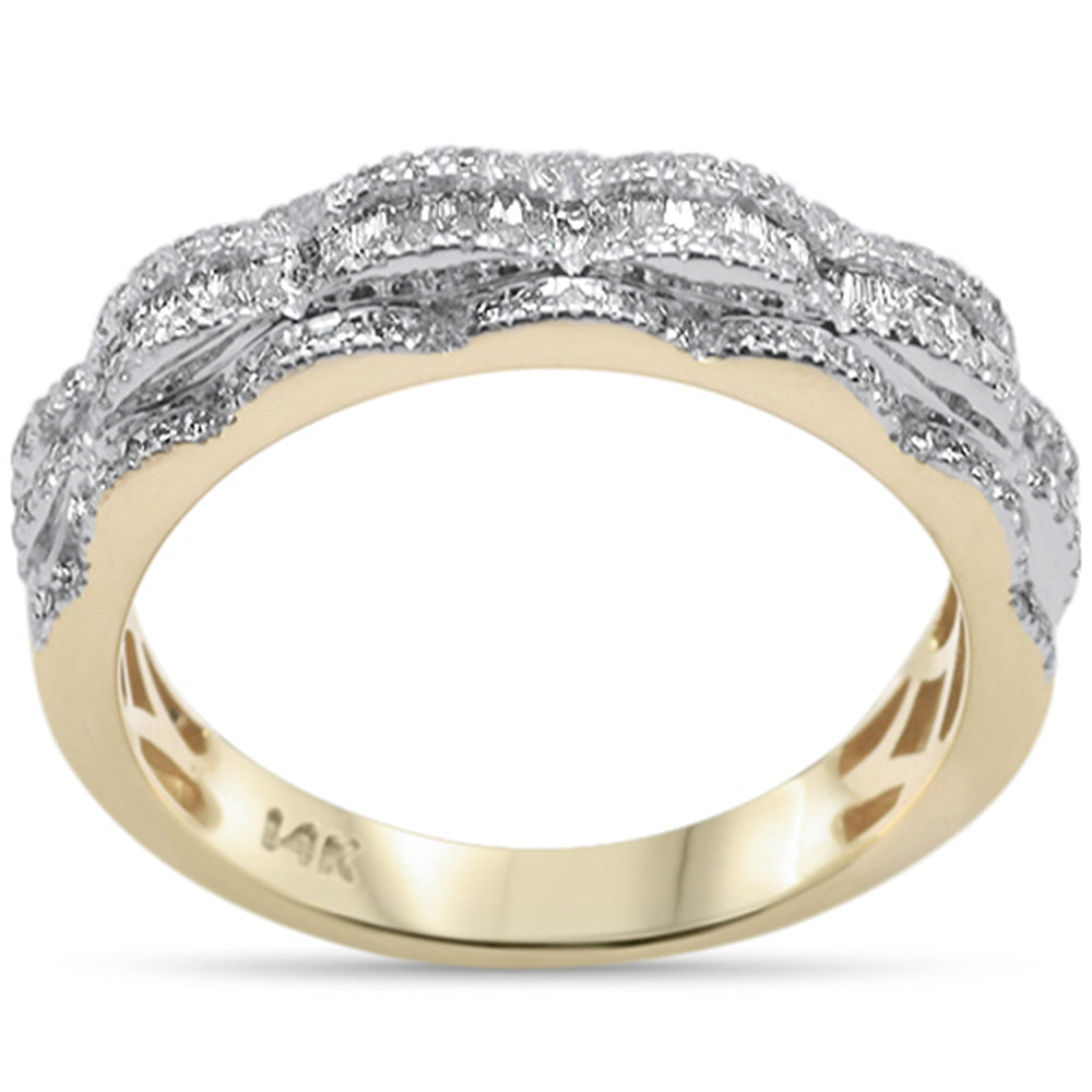 DIAMOND CLOSEOUT! .61ct G SI 14K Yellow Gold Round & Baguette DIAMOND Men's Ring Band