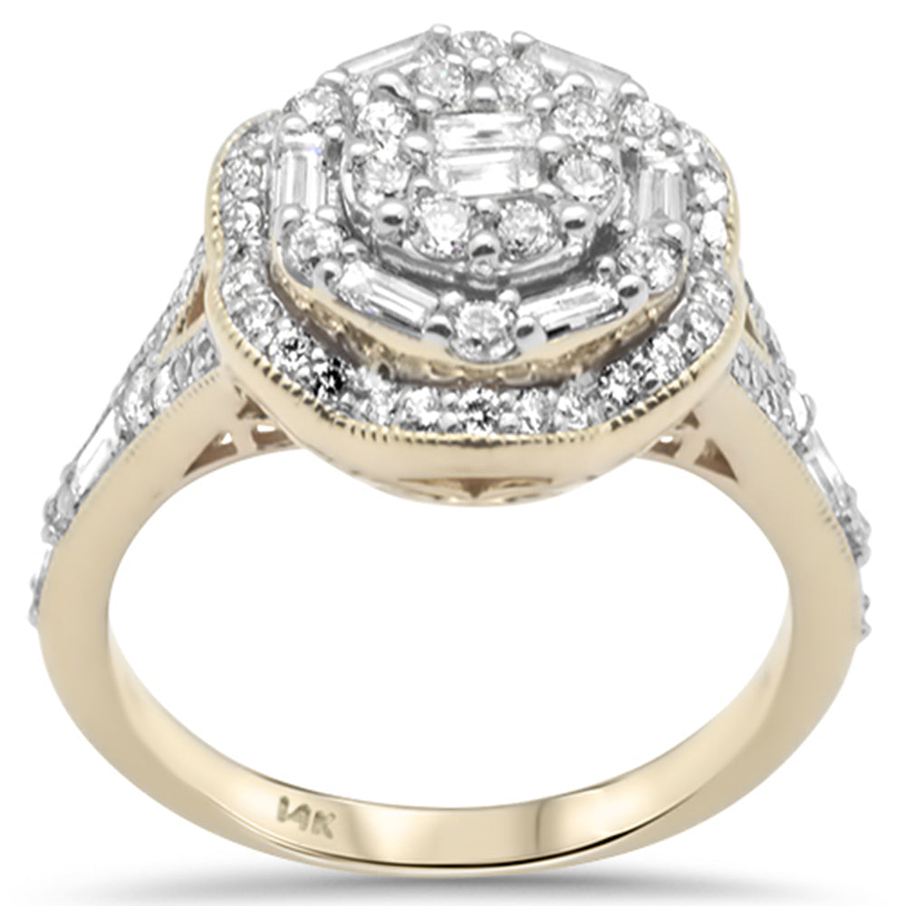 ''SPECIAL! 1.04ct G SI 14K Yellow GOLD Round & Baguette Diamond Engagement Ring''