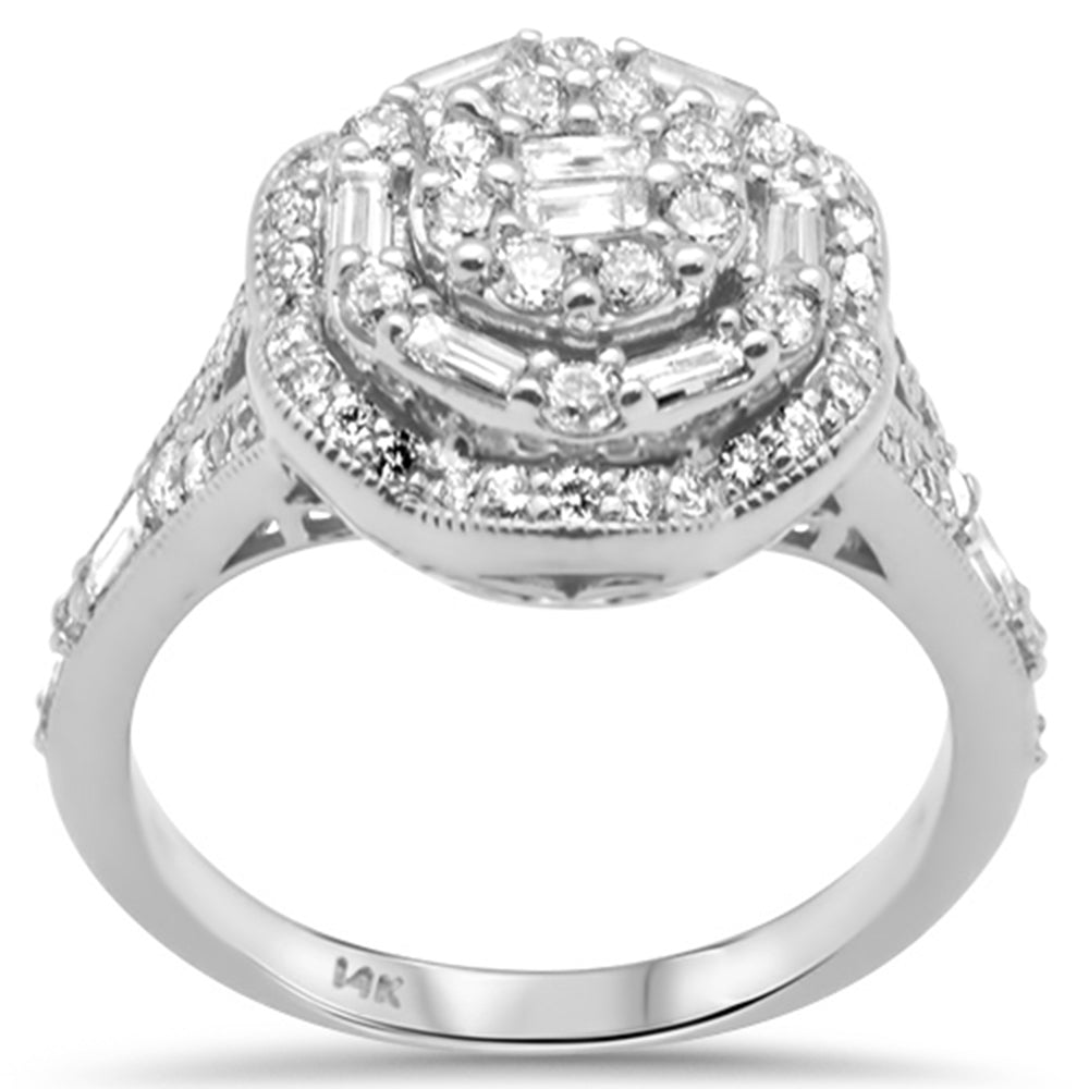 ''SPECIAL!.97ct G SI 14K White Gold Round & Baguette Diamond Engagement RING''