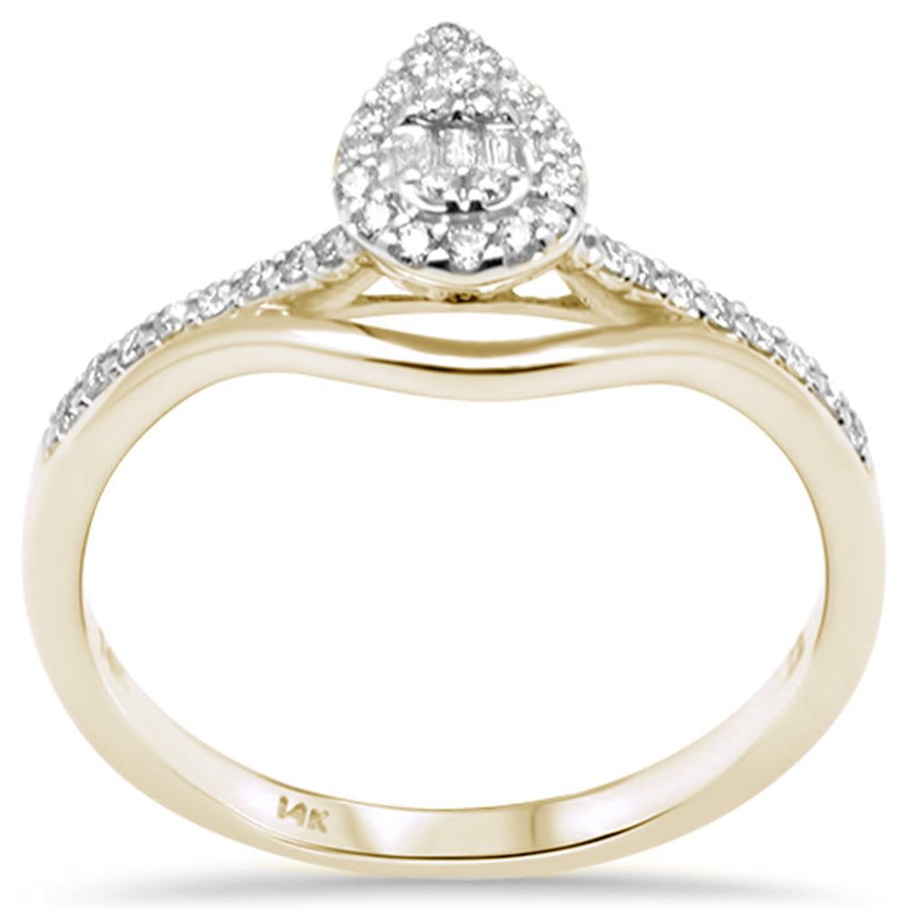 ''SPECIAL! .22ct G SI 14K Yellow GOLD Round & Baguette Diamond Engagement Ring''