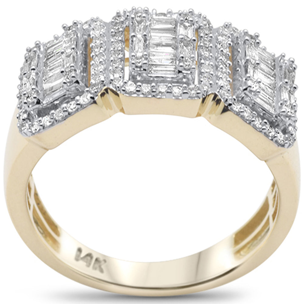 ''SPECIAL! .99ct G SI 14K Yellow GOLD Round & Baguette Diamond Men's Ring Band''