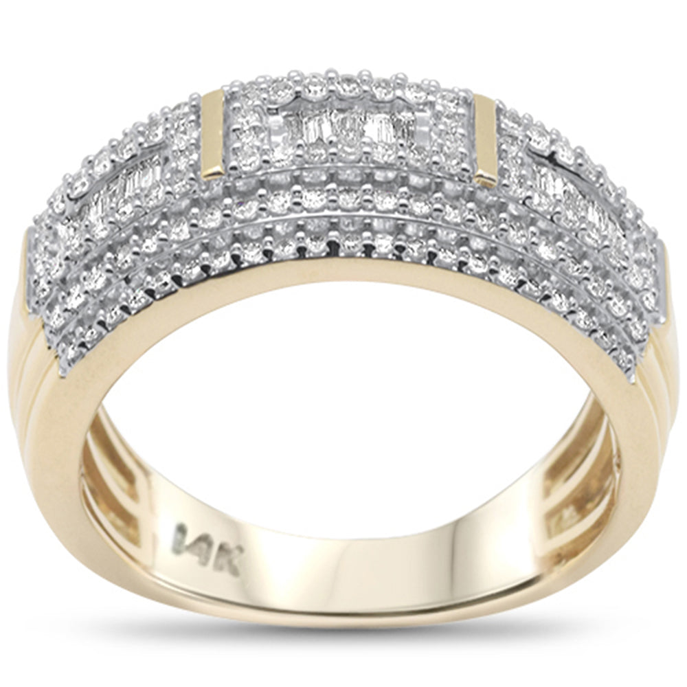 ''SPECIAL! .94ct G SI 14K Yellow Gold Round & Baguette Diamond Men's RING Band''