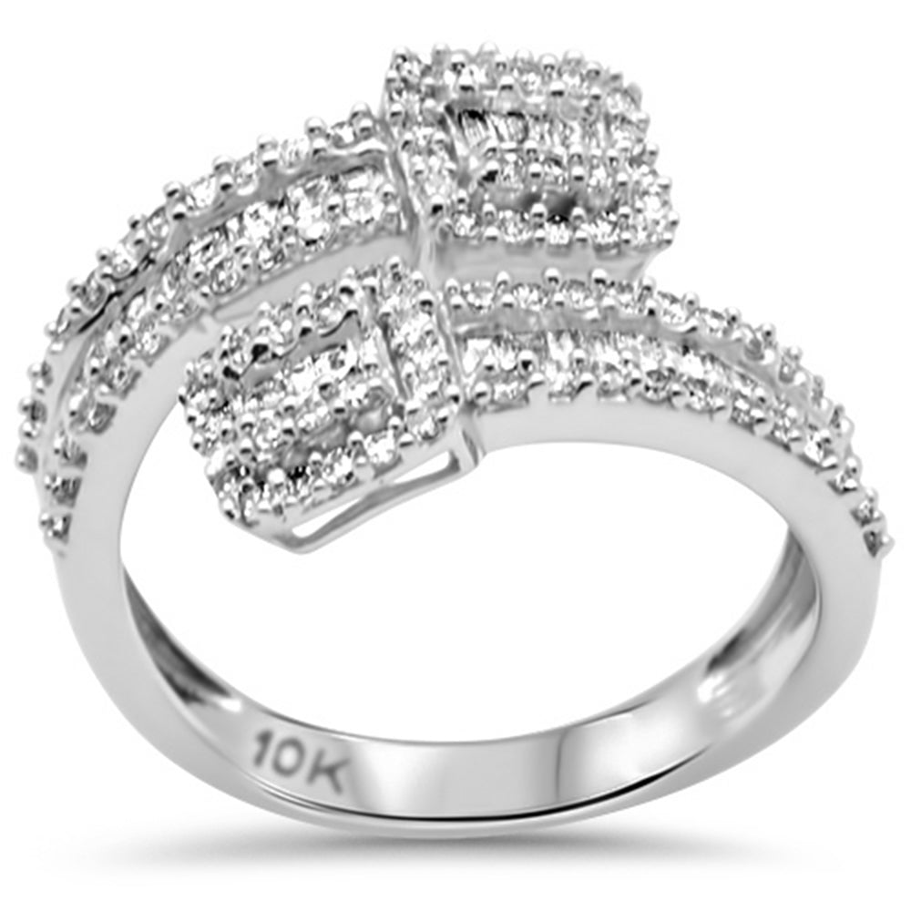 ''SPECIAL! .95ct G SI 10K White GOLD Round & Baguette Diamond Engagement Ring''