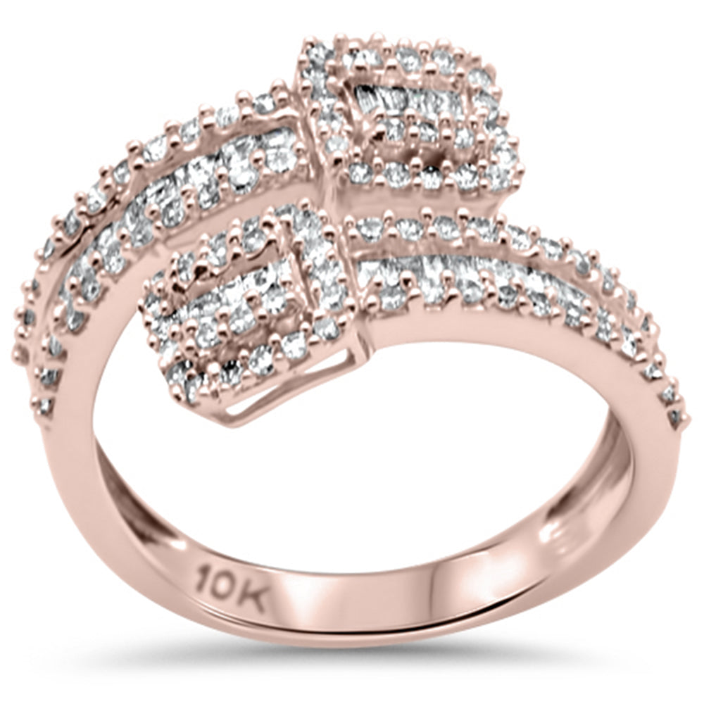 ''SPECIAL! .94ct G SI 10K Rose Gold Round & Baguette Diamond Engagement RING''