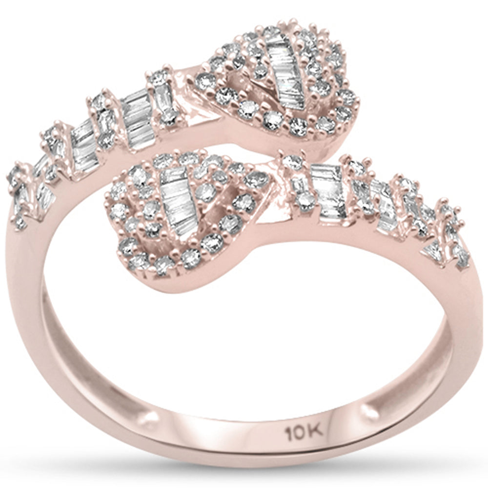 ''SPECIAL! .48ct G SI 10K Rose Gold Round & Baguette Diamond Heart RING''