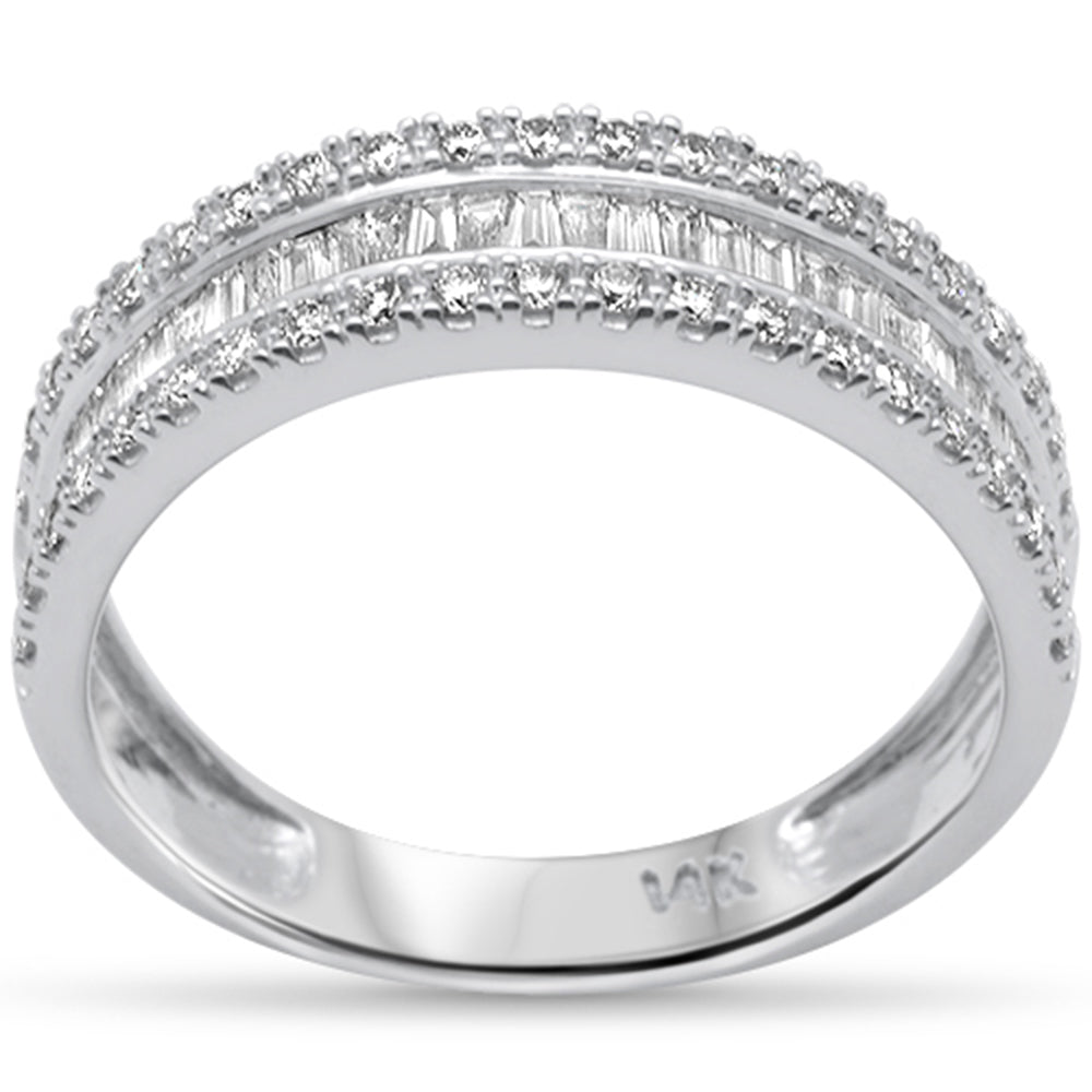 ''SPECIAL! .46ct G SI 14K White Gold Round & Baguette Diamond Women's RING Band Size 6.5''