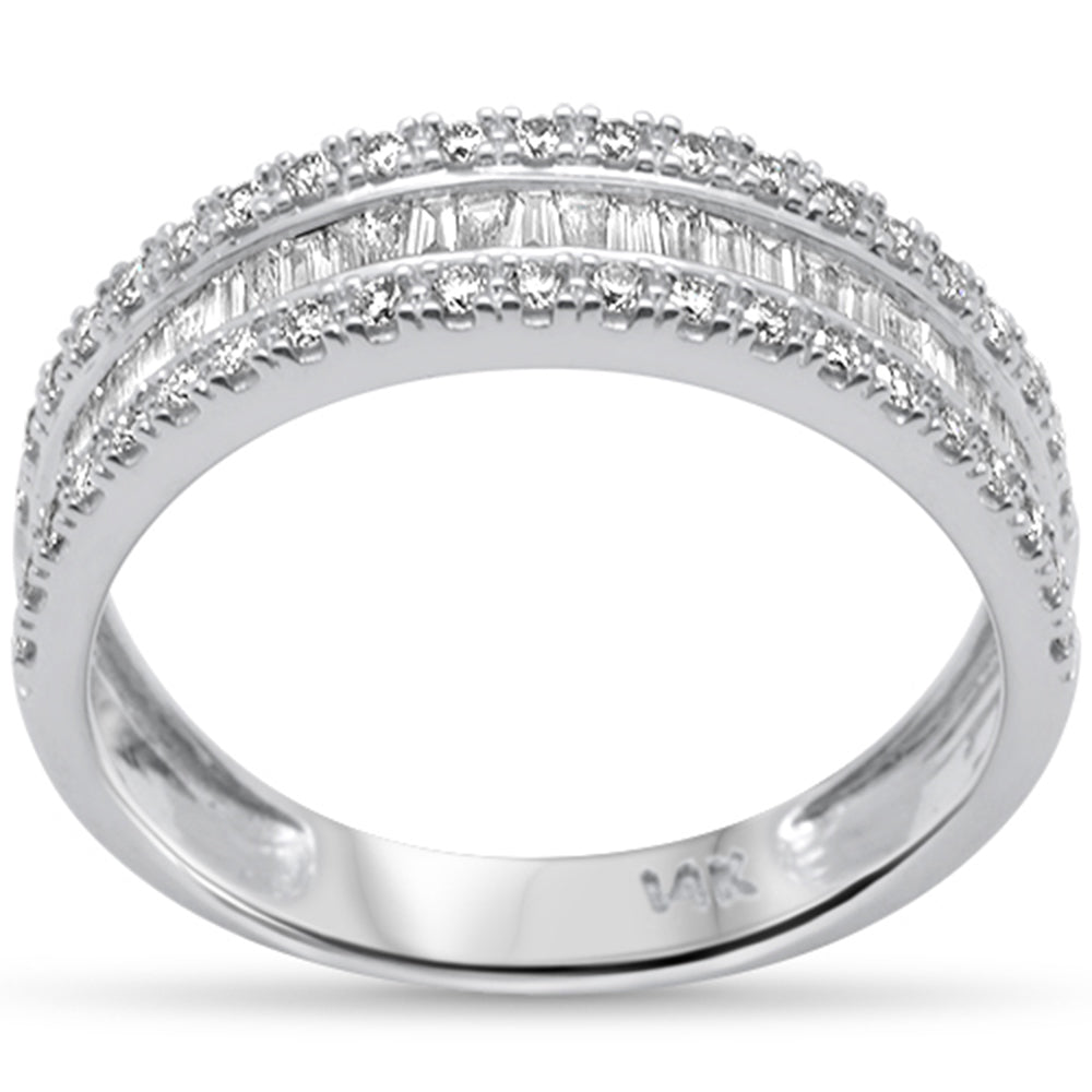 ''SPECIAL! .46ct G SI 14K White Gold Round & Baguette DIAMOND Women's Ring Band Size 6.5''