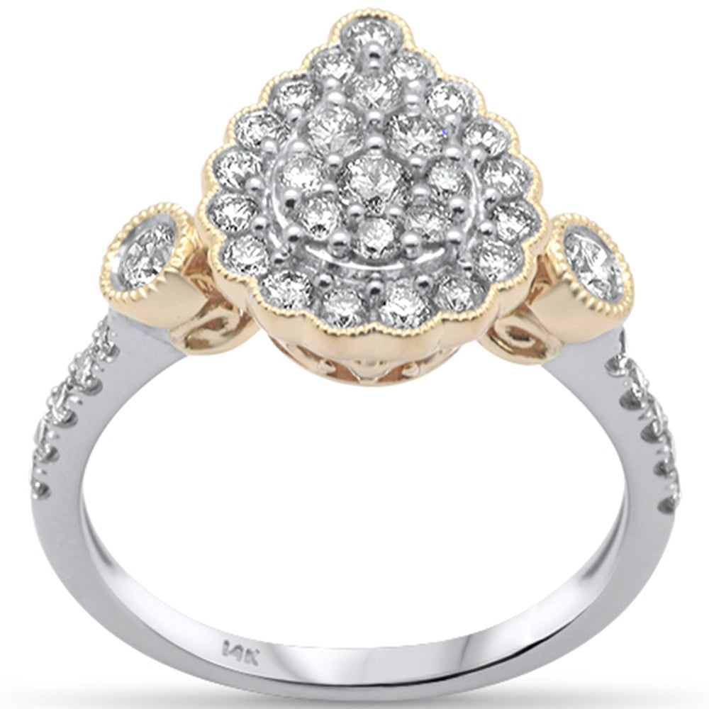 ''SPECIAL! .86ct G SI 14K White Gold/Yellow Gold DIAMOND Pear Shaped Women's Ring Size 6.5''