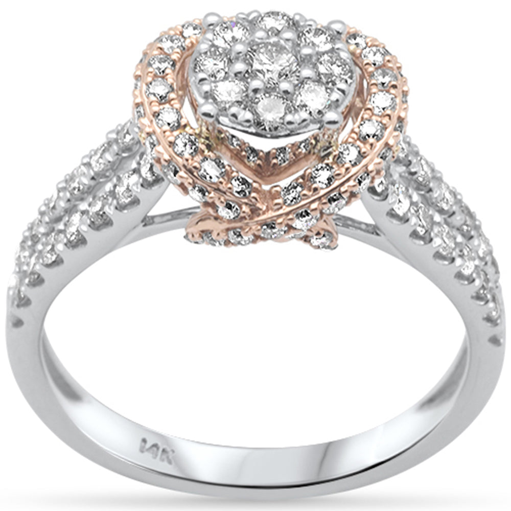 ''SPECIAL! .99ct G SI 14K White GOLD/Rose GOLD Diamond Women's Ring Size 6.5''