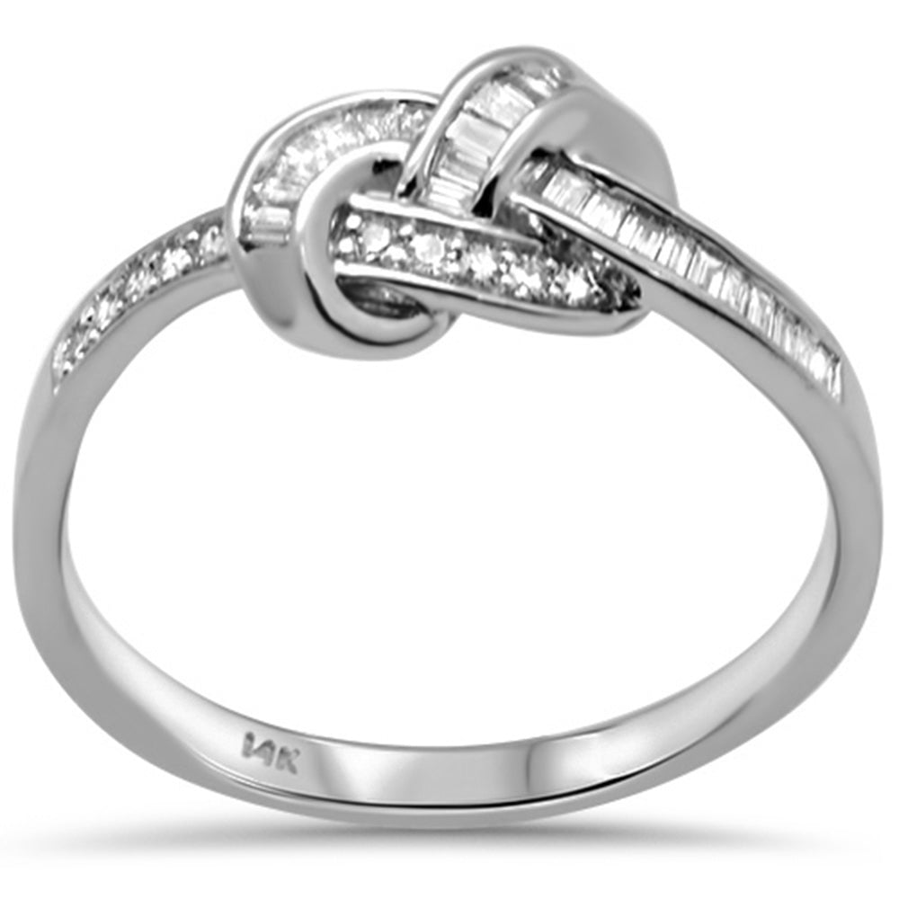 ''SPECIAL! .15ct G SI 14K White GOLD Round & Baguette Diamond Women's Knot Band Ring Size 6.5''