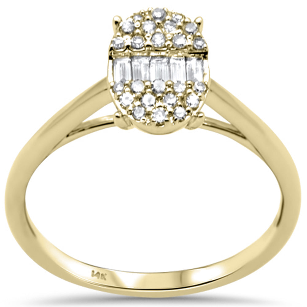 ''SPECIAL! .25ct G SI 14K Yellow Gold Round & Baguette Diamond Oval Shaped RING Size 6.5''