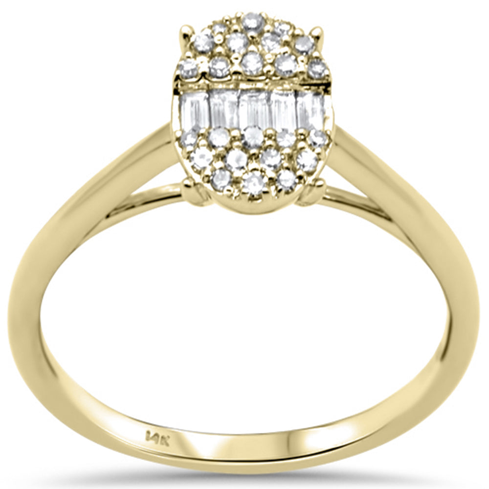 ''SPECIAL! .25ct G SI 14K Yellow Gold Round & Baguette DIAMOND Oval Shaped Ring Size 6.5''