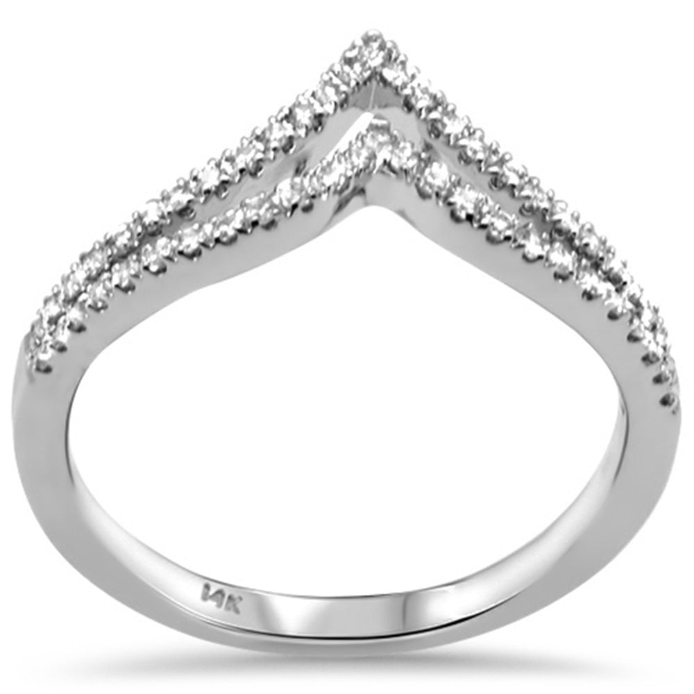 ''SPECIAL! .25ct G SI 14K White GOLD Diamond V Shaped Chevron Ring Size 6.5''