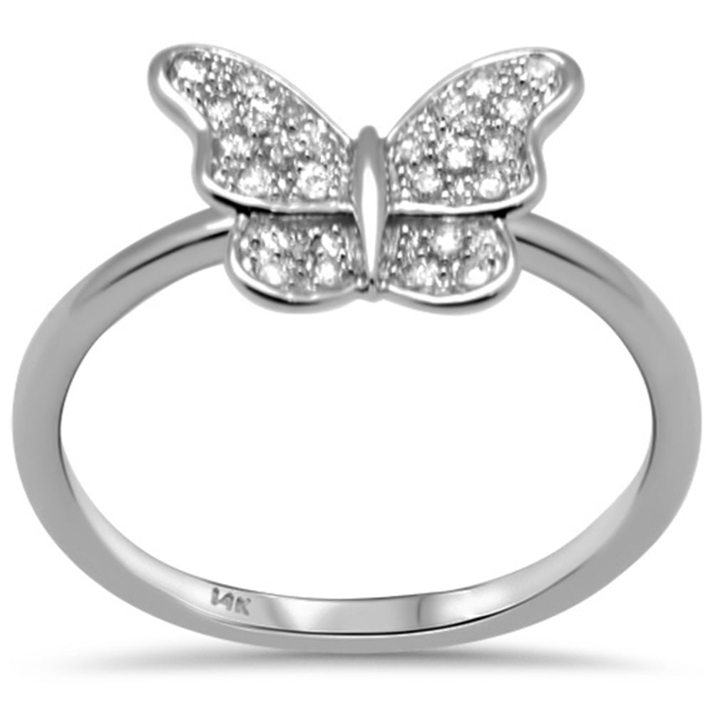 ''SPECIAL! .13ct G SI 14K White GOLD Diamond Butterfly Ring Size 6.5''