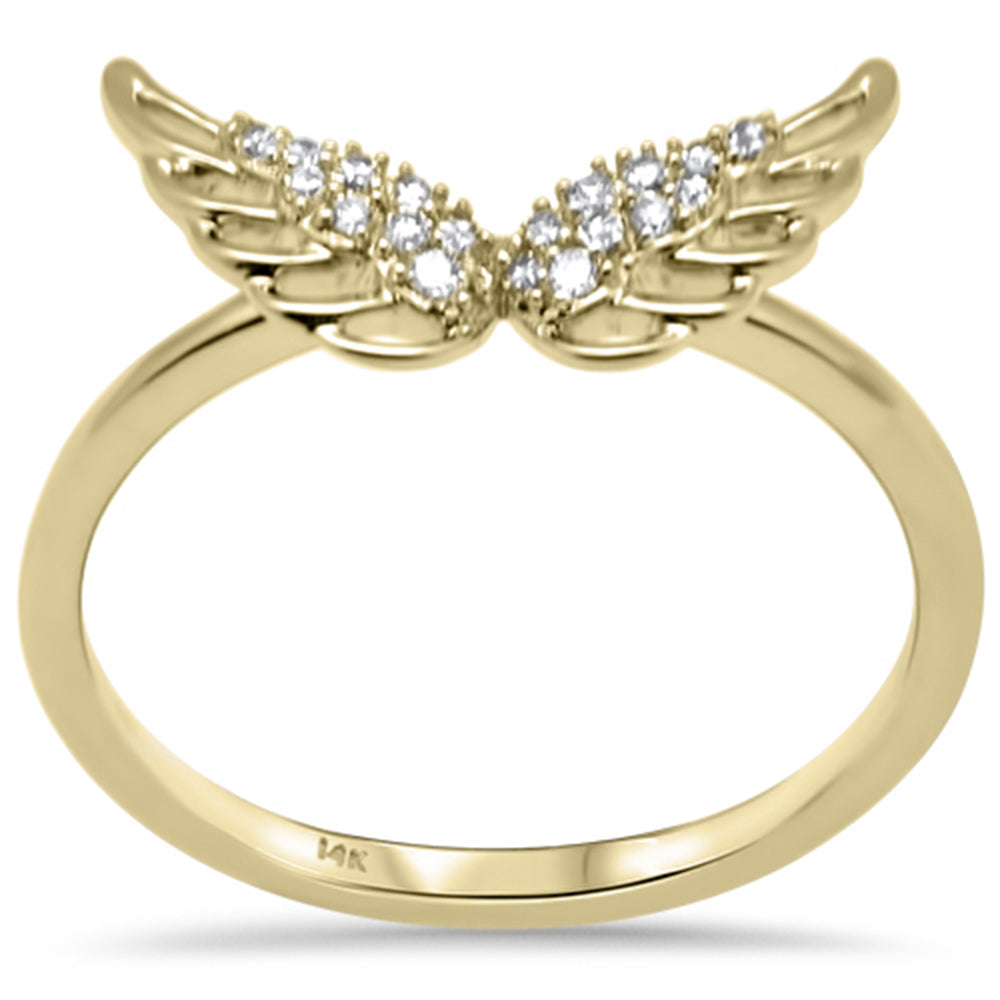 ''SPECIAL! .10ct G SI 14K Yellow Gold Angel Wings DIAMOND Ring Size 6.5''