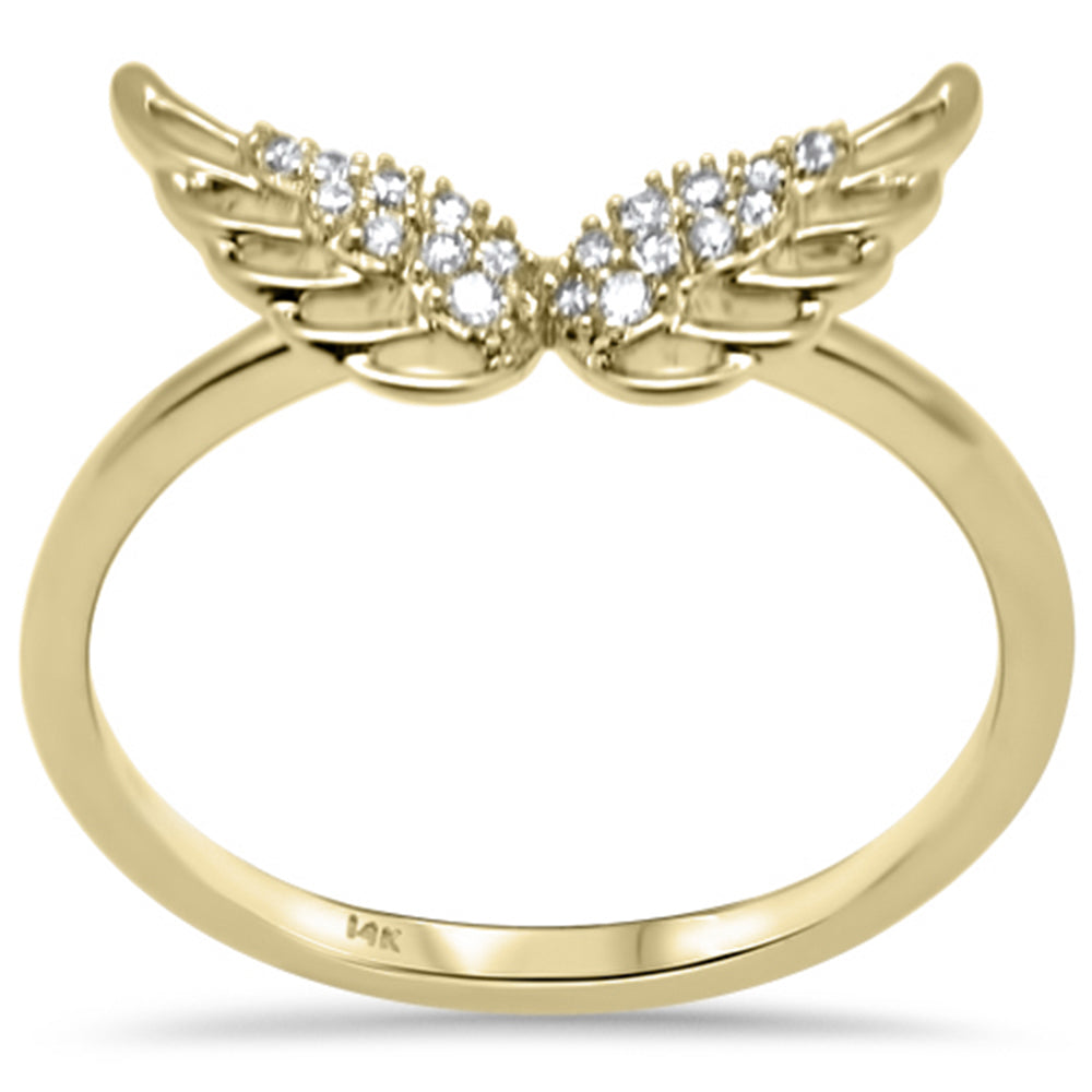 ''SPECIAL! .10ct G SI 14K Yellow GOLD Angel Wings Diamond Ring Size 6.5''