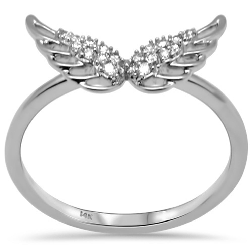 ''SPECIAL! .10ct G SI 14K White Gold Angel Wings Diamond RING Size 6.5''