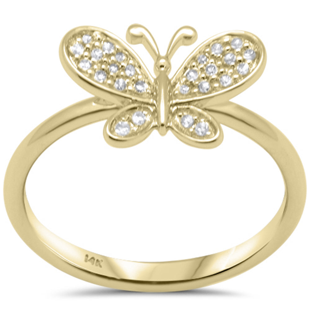 ''SPECIAL! .13ct G SI 14K Yellow GOLD Diamond Butterfly Ring Size 6.5''