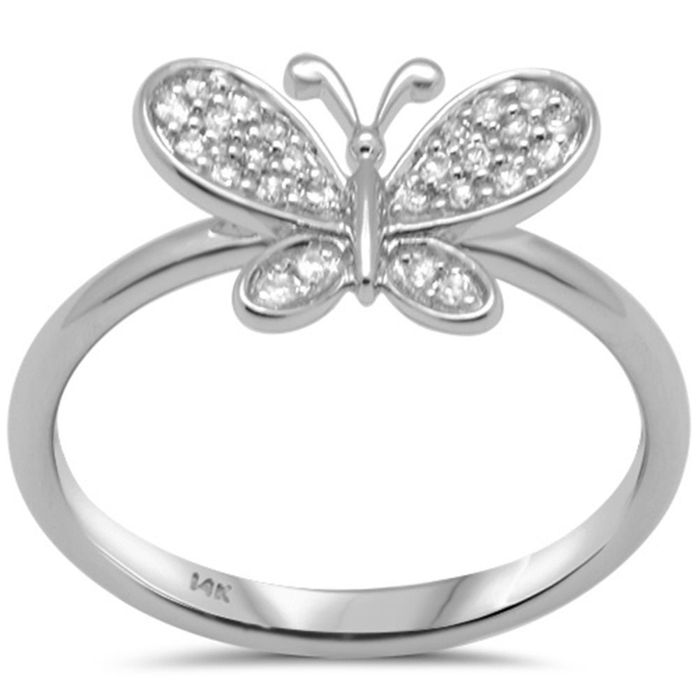 ''SPECIAL!.13ct G SI 14K White GOLD Diamond Butterfly Ring Size 6.5''