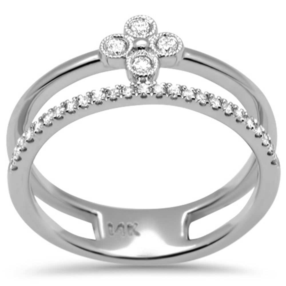 ''SPECIAL! .20ct G SI 14K White GOLD Diamond Double Band Ring Size 6.5''