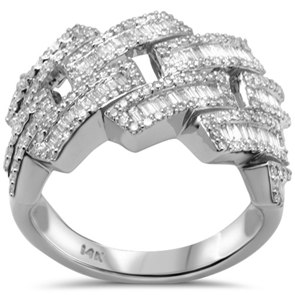 ''SPECIAL! 1.32ct G SI 14K White Gold Round & Baguette Diamond Men's RING size 10''