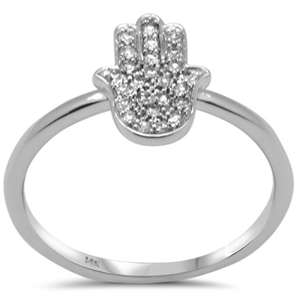 ''SPECIAL! .12ct G SI 14K White GOLD Hamsa Women's Diamond Ring Size 6.5''