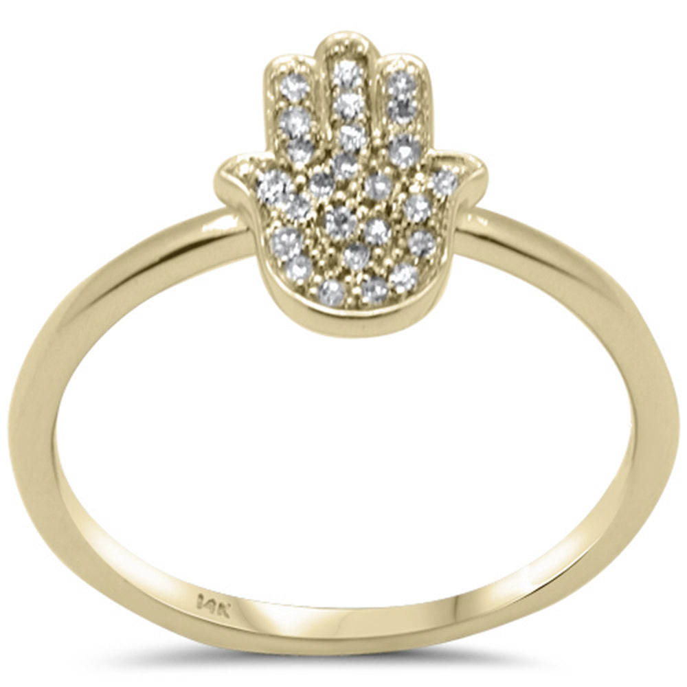 ''SPECIAL! .12ct G SI 14K Yellow Gold Hamsa Women's Diamond RING Size 6.5''