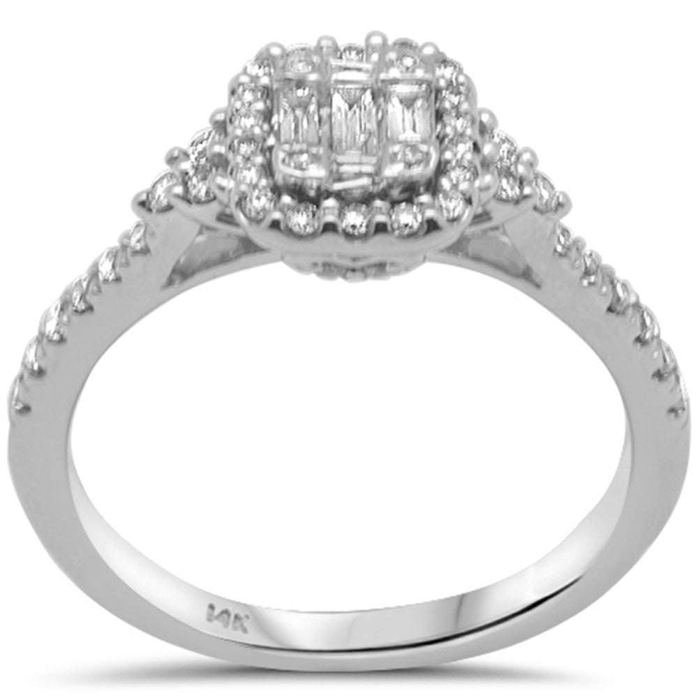 ''SPECIAL! .46ct G SI 14K White Gold Round & Baguette DIAMOND Women's Ring Size 6.5''