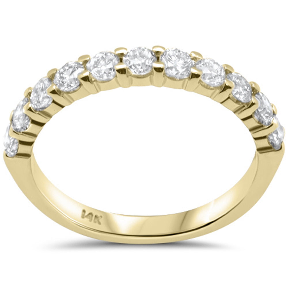 ''SPECIAL! 1.06ct G SI 14K Yellow GOLD Women's Round Diamond Half Eternity Band Ring Size 6.5''