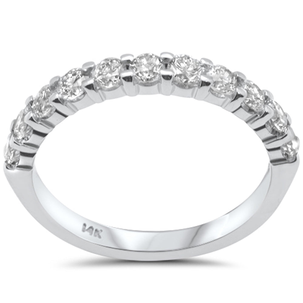 ''SPECIAL!.97ct G SI 14K White Gold Women's Round DIAMOND Half Eternity Band Ring Size 6.5''