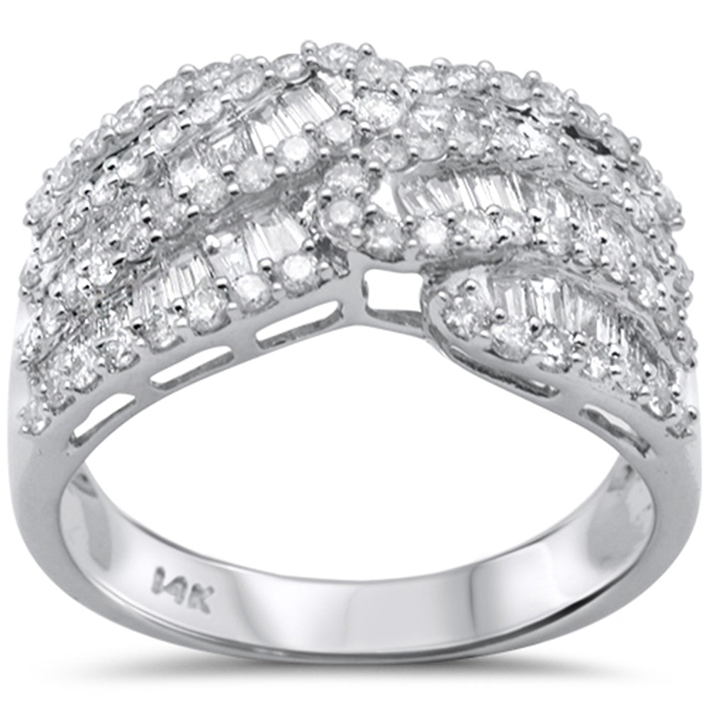 ''SPECIAL! 1.42ct G SI 14K White GOLD Round & Baguette Diamond Women's Band Ring Size 7''